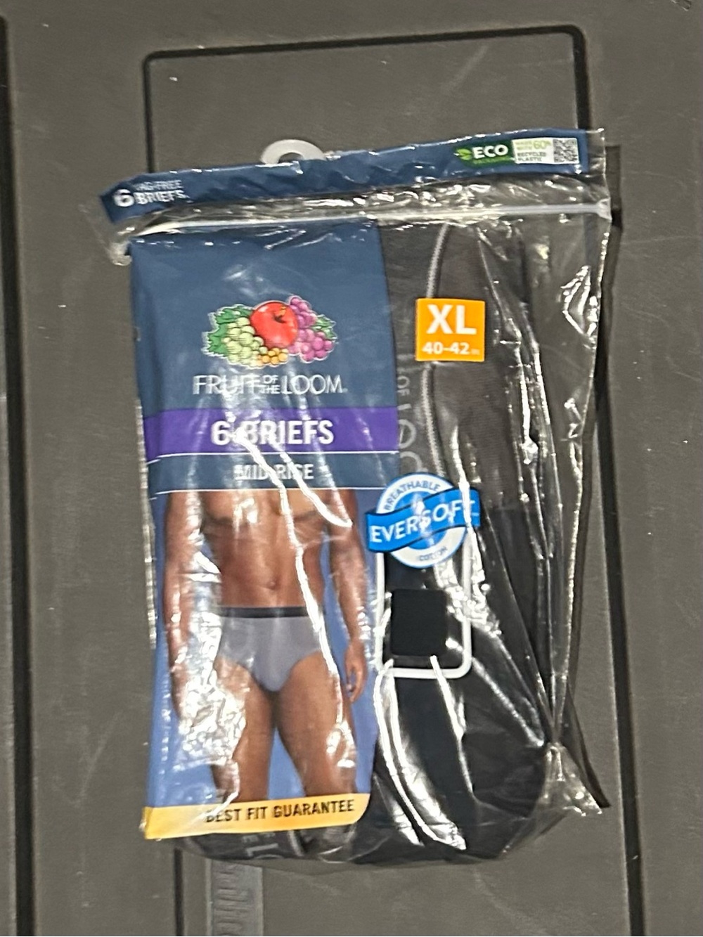 Fruit of the Loom Men's Black Briefs 6-Pack - XL